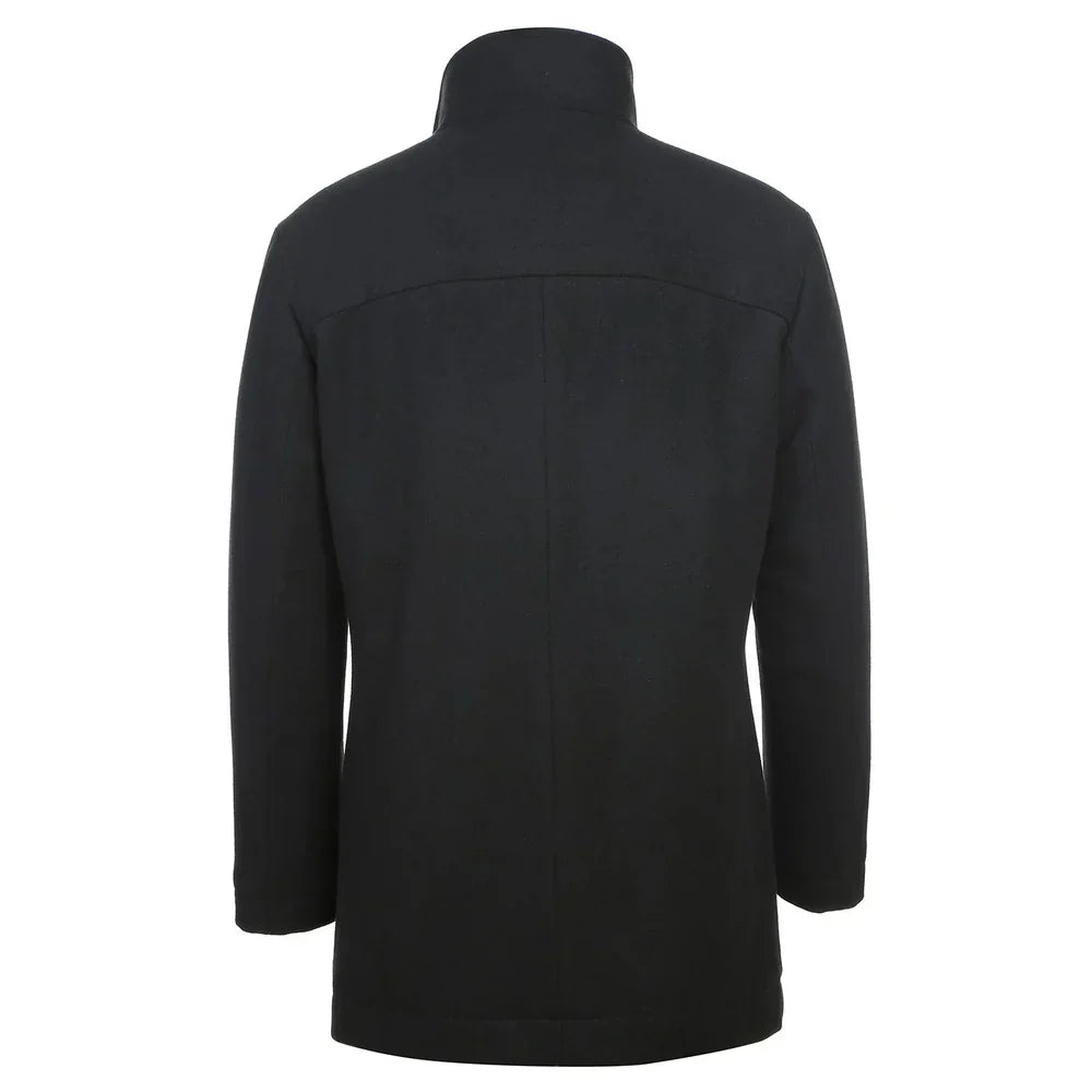 English Laundry Blue Tone-on-tone Glen Plaid Slim Fit Wool Blend Short Coat with Detachable Full Zipper