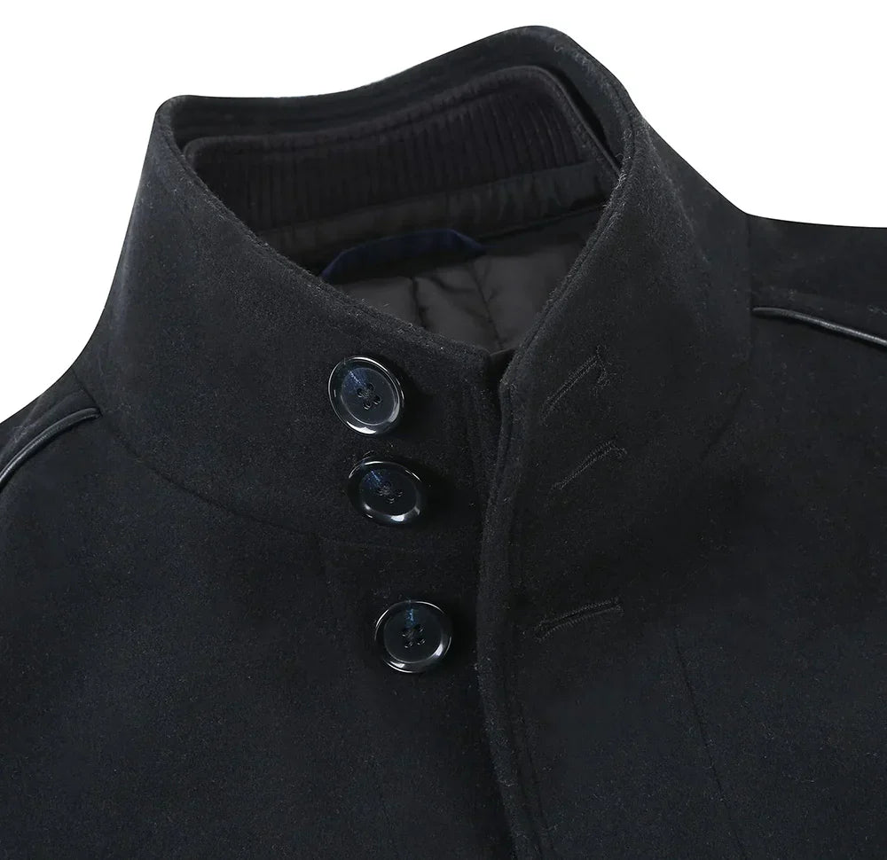 English Laundry Blue Tone-on-tone Glen Plaid Slim Fit Wool Blend Short Coat with Detachable Full Zipper