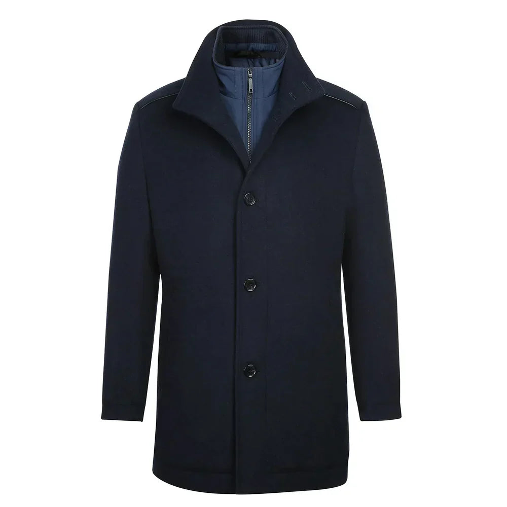 (40R) Slim Fit Wool Blend Navy Coat by English Laundry