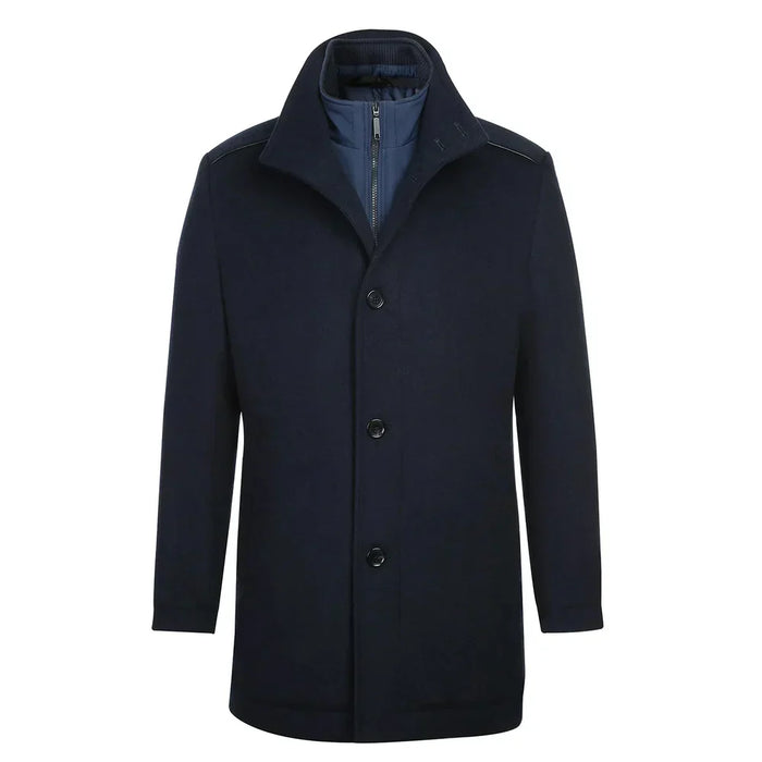 (40R) Slim Fit Wool Blend Navy Coat by English Laundry