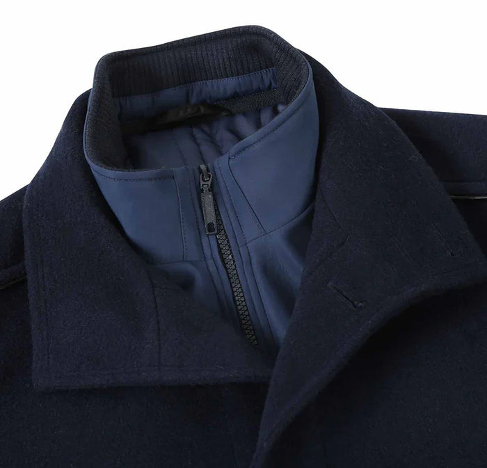 (40R) Slim Fit Wool Blend Navy Coat by English Laundry