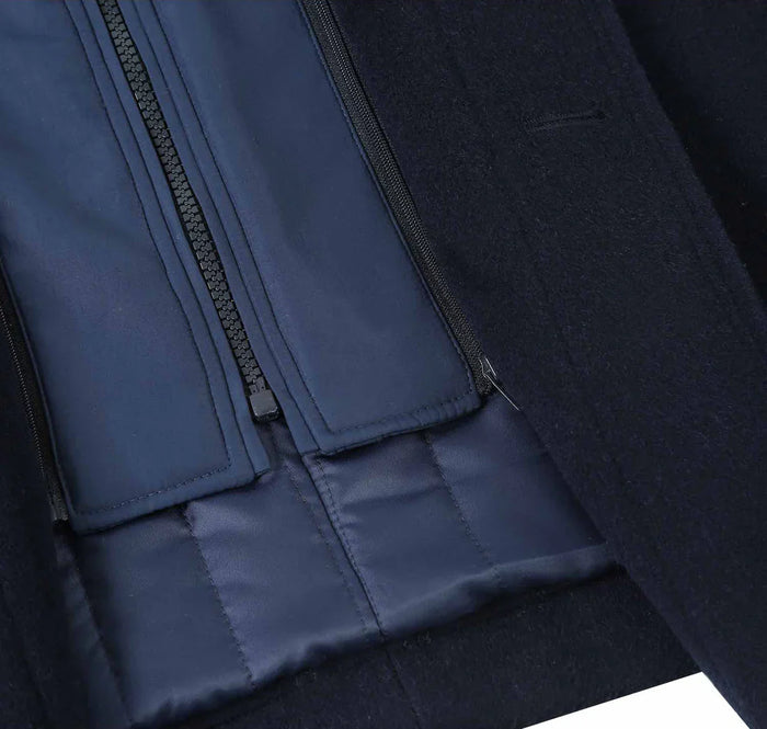 (40R) Slim Fit Wool Blend Navy Coat by English Laundry