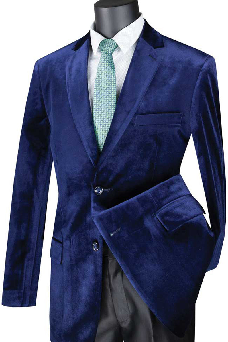 Men's Sapphire Velvet Blazer by Vinci Suits