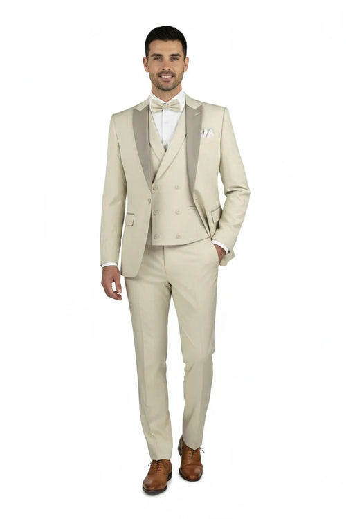 Ecru 1-Button Peak Tuxedo