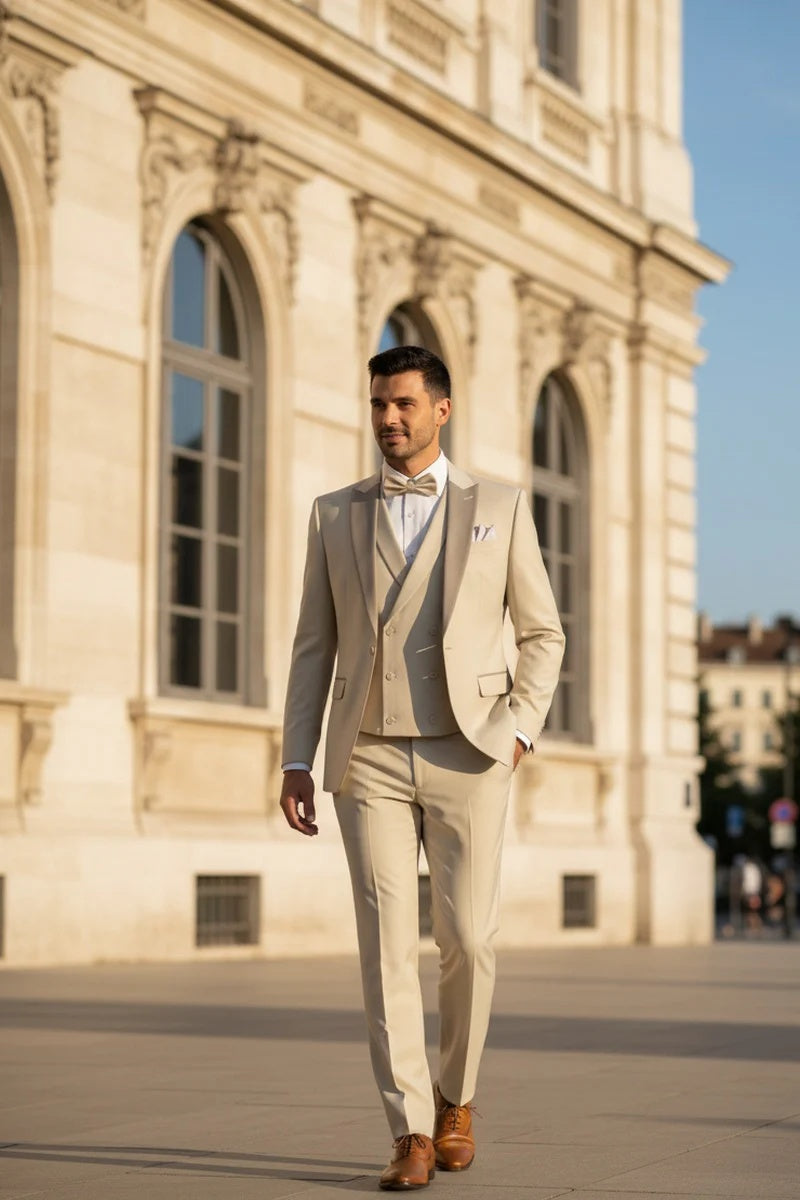 Ecru 1-Button Peak Tuxedo