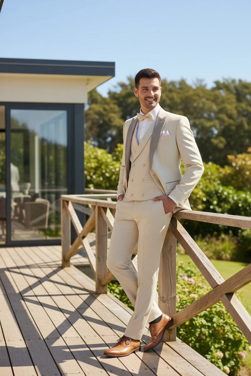 Ecru 1-Button Peak Tuxedo