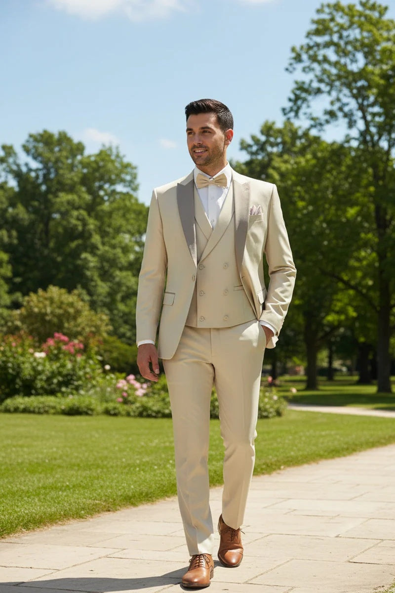 Ecru 1-Button Peak Tuxedo