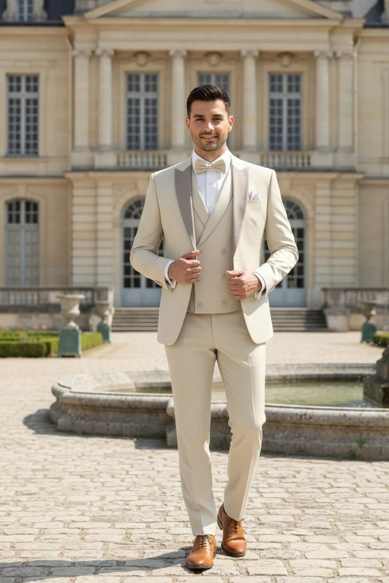 Ecru 1-Button Peak Tuxedo