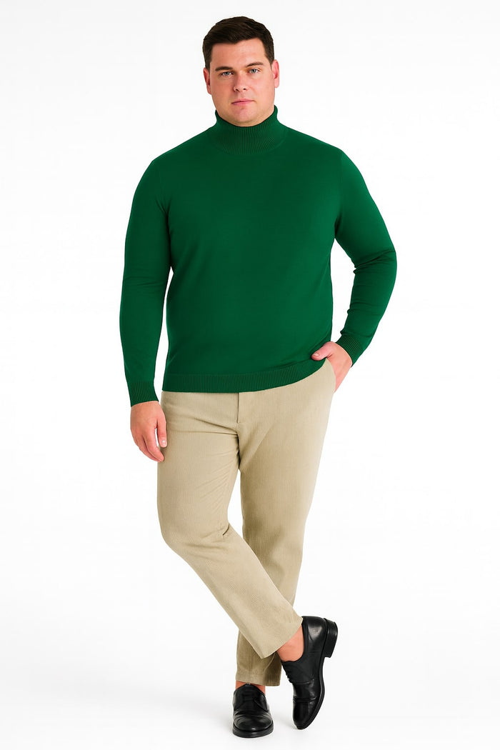 Mens Classic Emerald Green Turtleneck Sweater - Slim Fit Knit Pullover by USA Men's Outlet