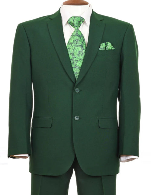 Mens 2 Button Classic Fit Basic Poplin Emerald Green Suit