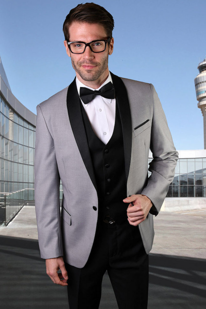 Men's Grey Vested Tuxedo – Statement Suits