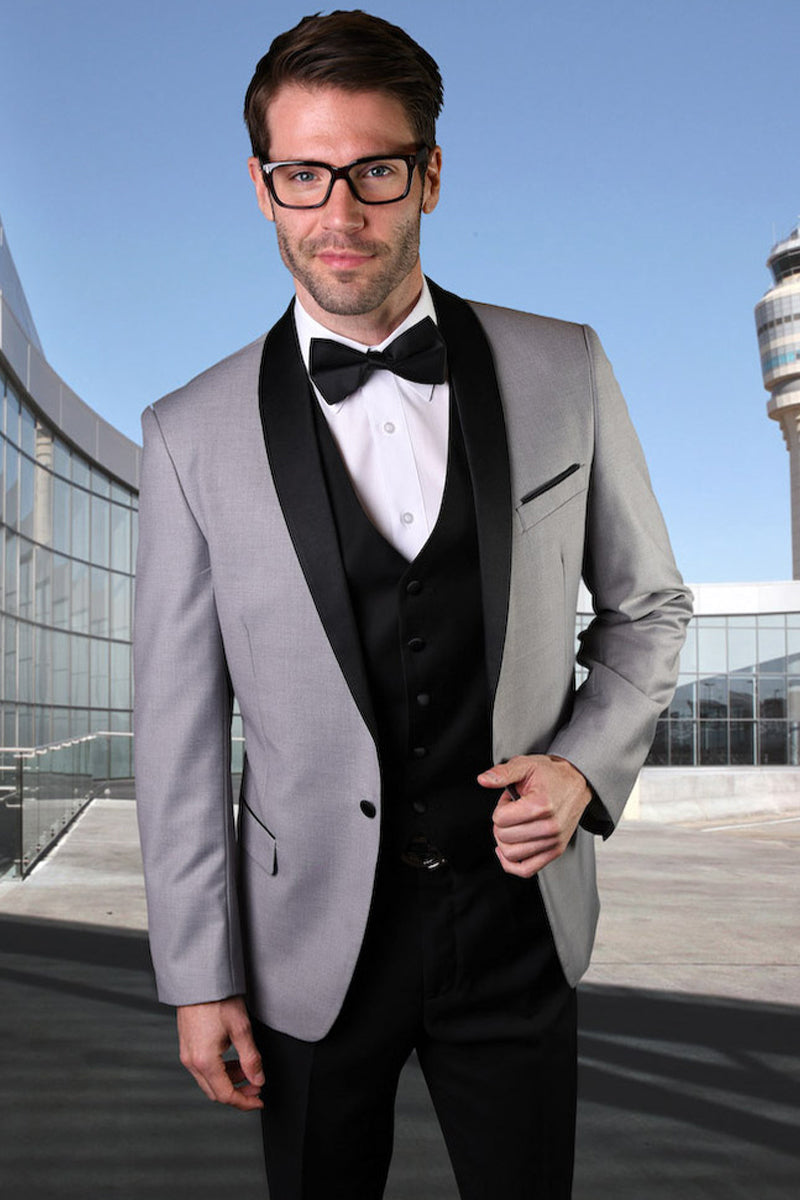 Men's Grey Vested Tuxedo – Statement Suits