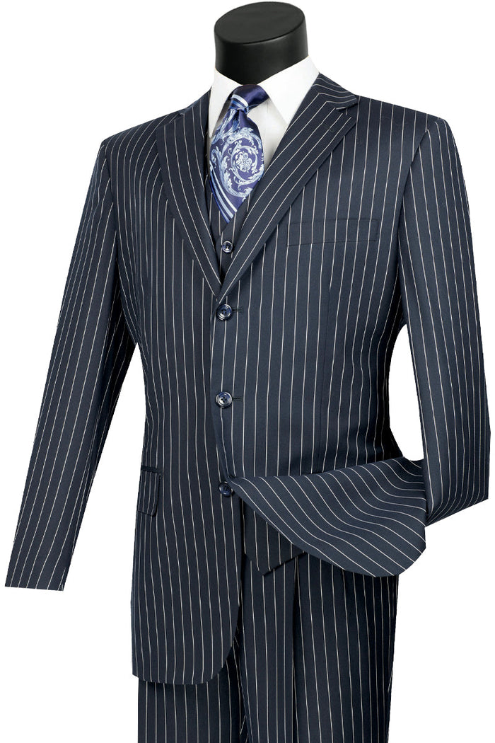 Mens Classic Fit Flat Front Vested Suit in Olive by Vinci