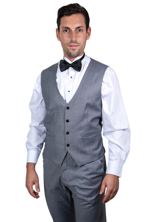 Men's Grey Stacy Adams 1-Button Shawl Lapel Tuxedo Vest