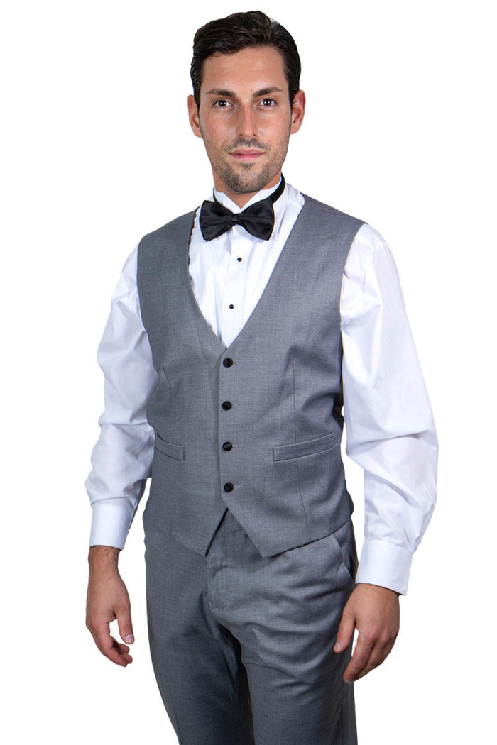 Men's Grey Stacy Adams 1-Button Shawl Lapel Tuxedo Vest