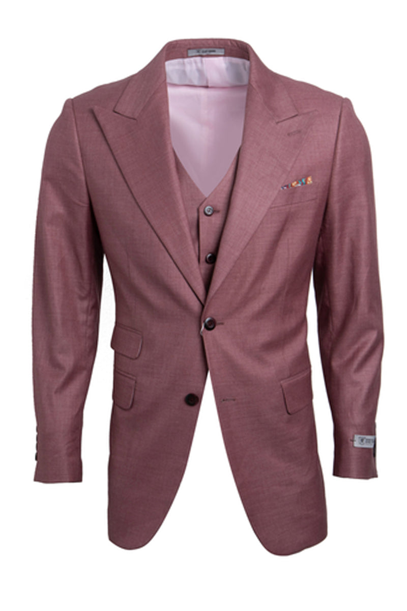 Men's Salmon Pink Peak Lapel One-Button Stacy Adams Sharkskin Suit