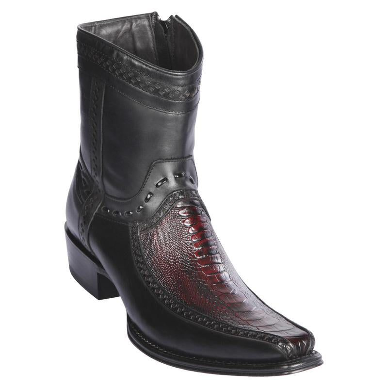 Men's Los Altos Ostrich Leg & Deer Ankle Boots European Square Toe