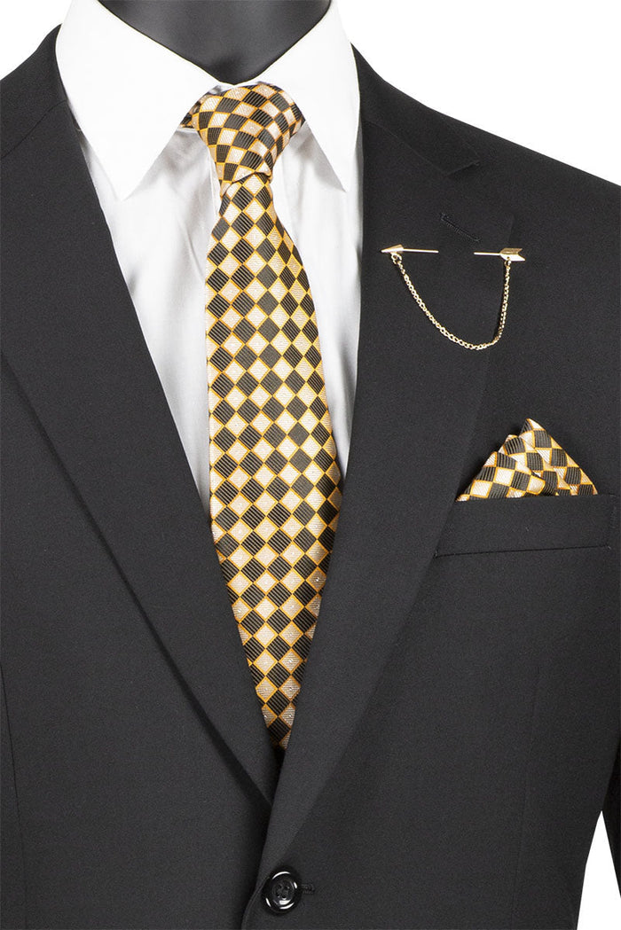 Venetian Collection - Charcoal Regular Fit Glen Plaid 2 Button 3 Piece Suit by Vinci