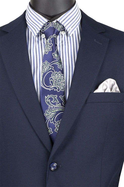 Renaissance Collection - Regular Fit 3 Piece Suit Oxford Blue by Vinci