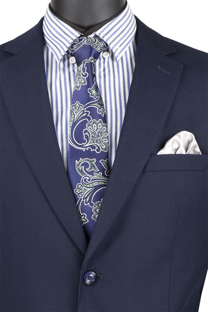 Renaissance Collection - Regular Fit 3 Piece Suit Oxford Blue by Vinci