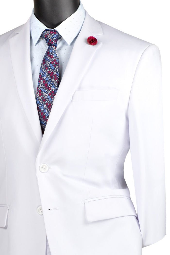 Slim Fit Men's Suit 2 Piece 2 Button in Light Gray by Vinci