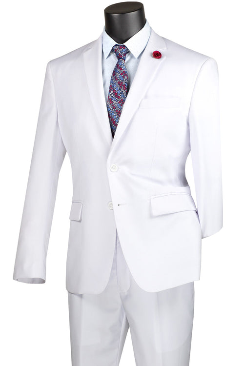 Slim Fit Men's Suit 2 Piece 2 Button in Light Gray by Vinci