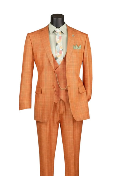 Mens Glen Plaid 3-Piece Suit – Classic Regular Fit Design