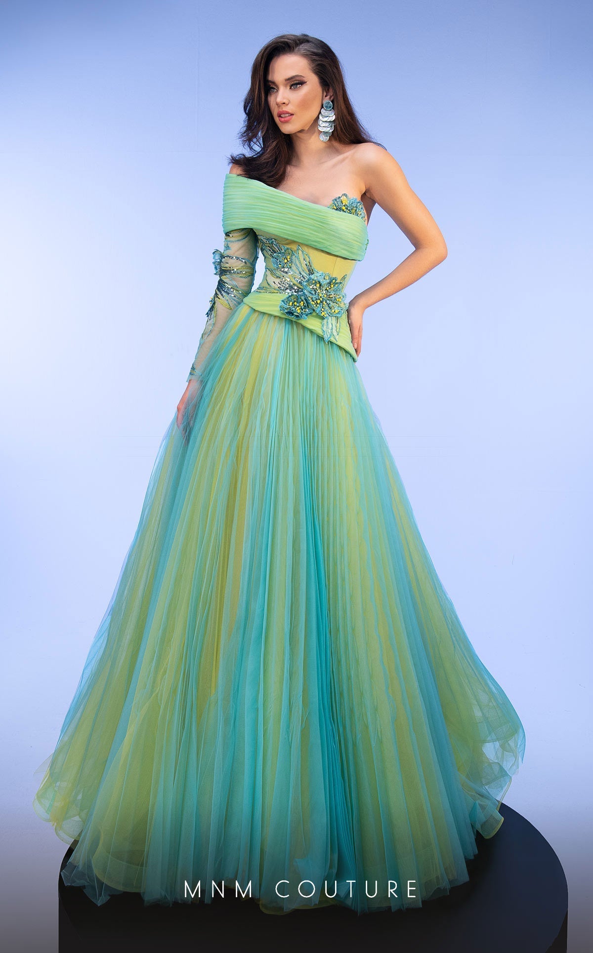 Fouad Sarkis F02807 One-Shoulder Embellished Ball Gown
