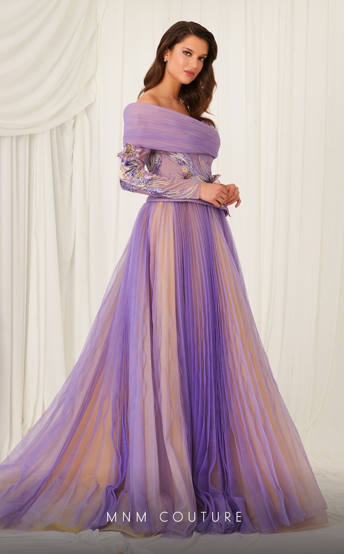 Fouad Sarkis F02807 One-Shoulder Embellished Ball Gown