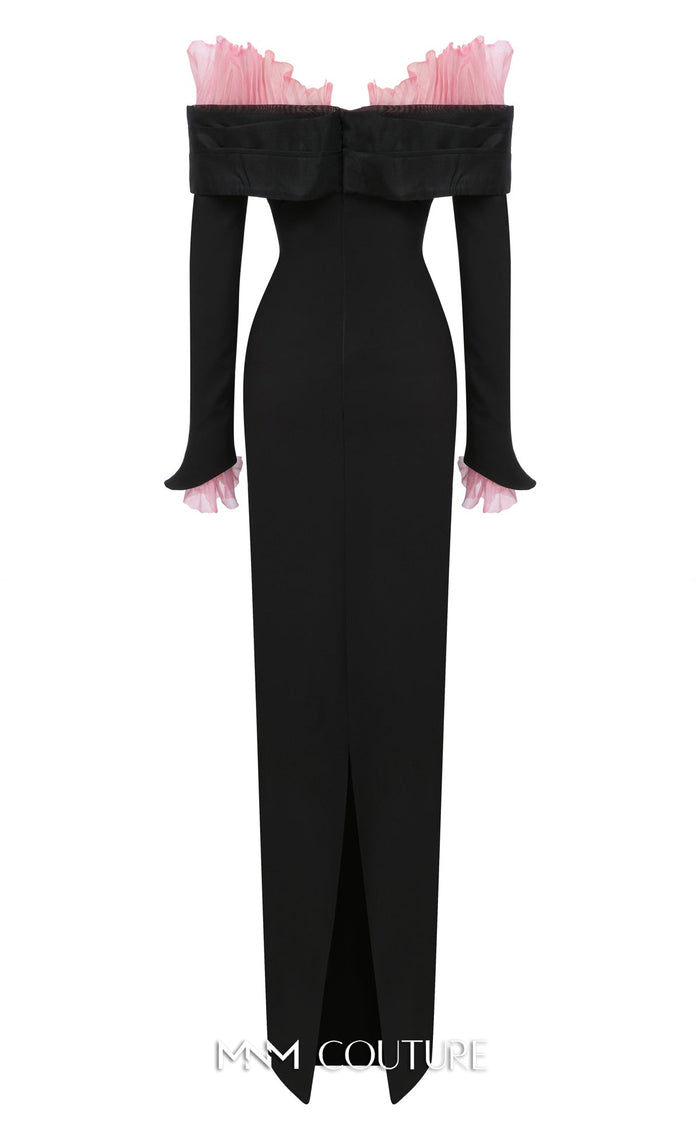 Fouad Sarkis F02941 Long Sleeve V-Neck Gown