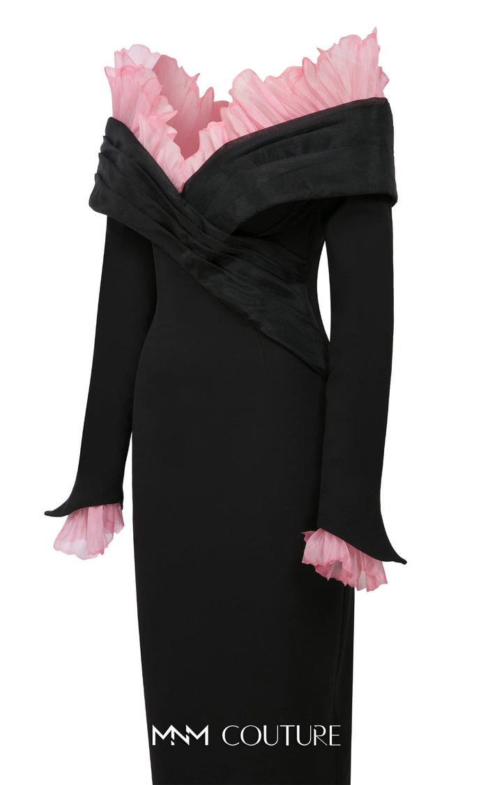 Fouad Sarkis F02941 Long Sleeve V-Neck Gown