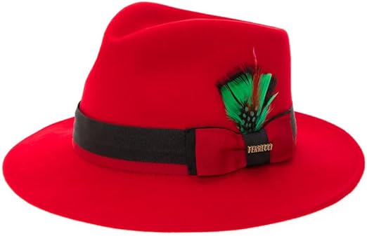 Grayson Fedora Crushable 100% Australian Wool Traveler Two Tone Red Hat by USA Men's Outlet