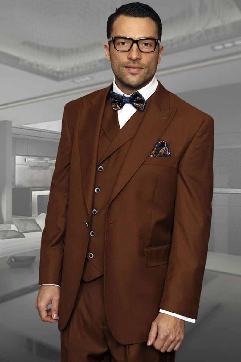 Men's Copper Wool Suit with Wide-Leg Pants