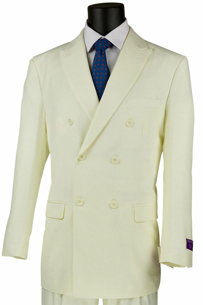 Mens Classic Poplin Double Breasted Suit in Charcoal by Vinci