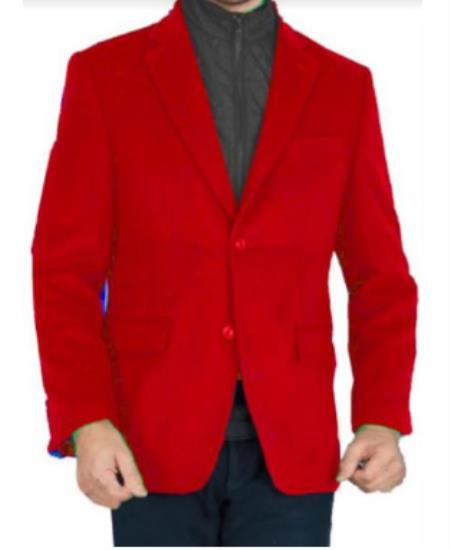 Red Mens Winter Blazer - Cashmere And Winter Fabric Dress Jacket by USA Men's Outlet