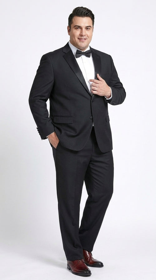 Men’s Black Prom Tuxedo Suit, Traditional 2 Button Notch Lapel Formal Wedding Suit