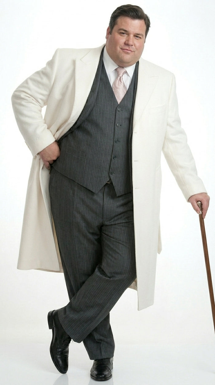 White and Cashmere Mens Overcoat - Full Length Topcoat