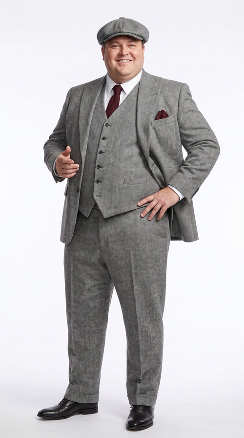 Peaky Blinders Men’s Gray Tweed 3 Piece Suit – Vintage 1920s Wedding Vested Suit