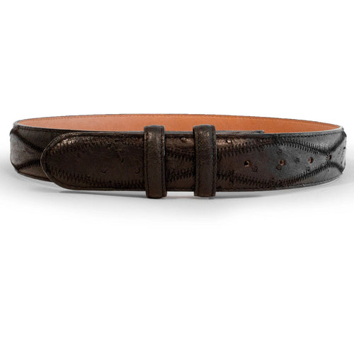 Mens Ferrini 1½ Ostrich Patchwork Dress Belt in Buttercup Ferrini USA