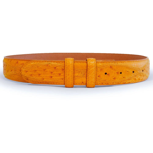 Mens Ferrini 1½ Ostrich Patchwork Dress Belt in Buttercup Ferrini USA