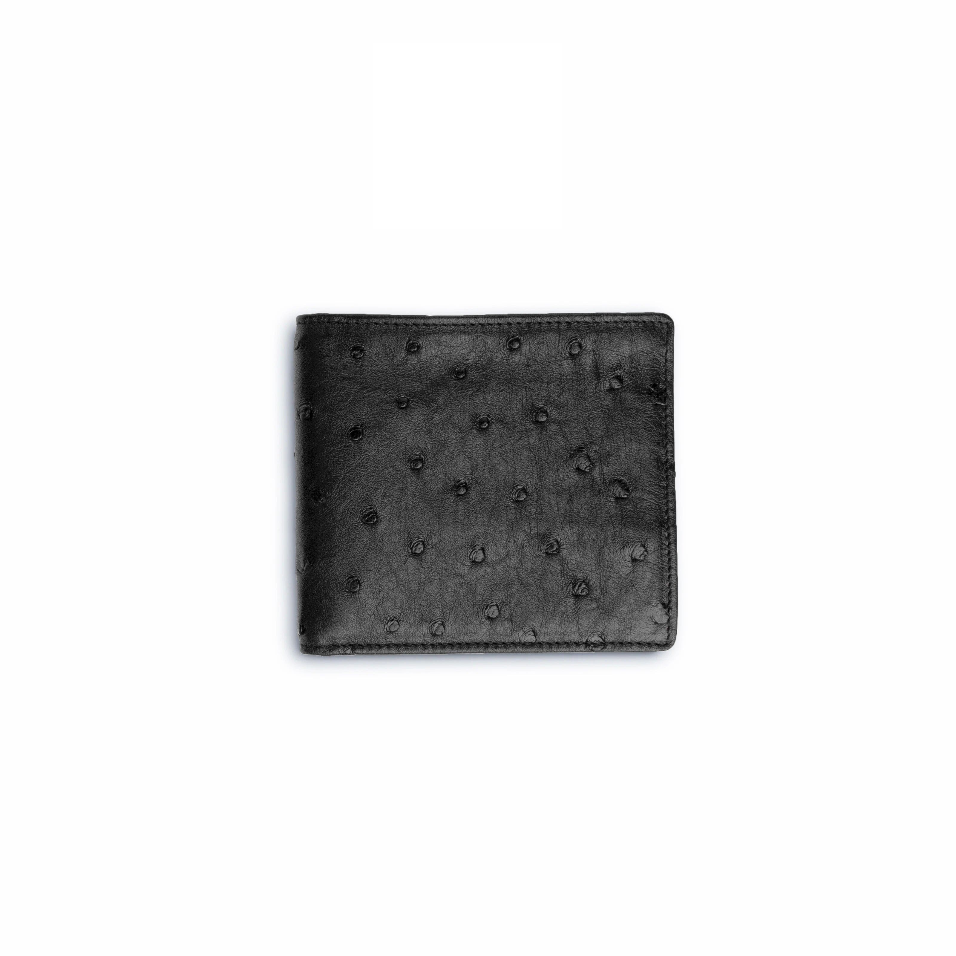 Mens Full Ostrich Quill Hipster Wallet in Black