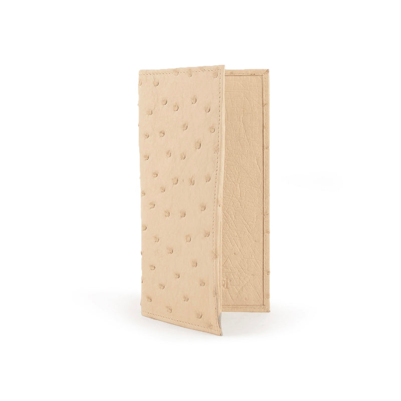 Full Ostrich Quill Checkbook Holder in White