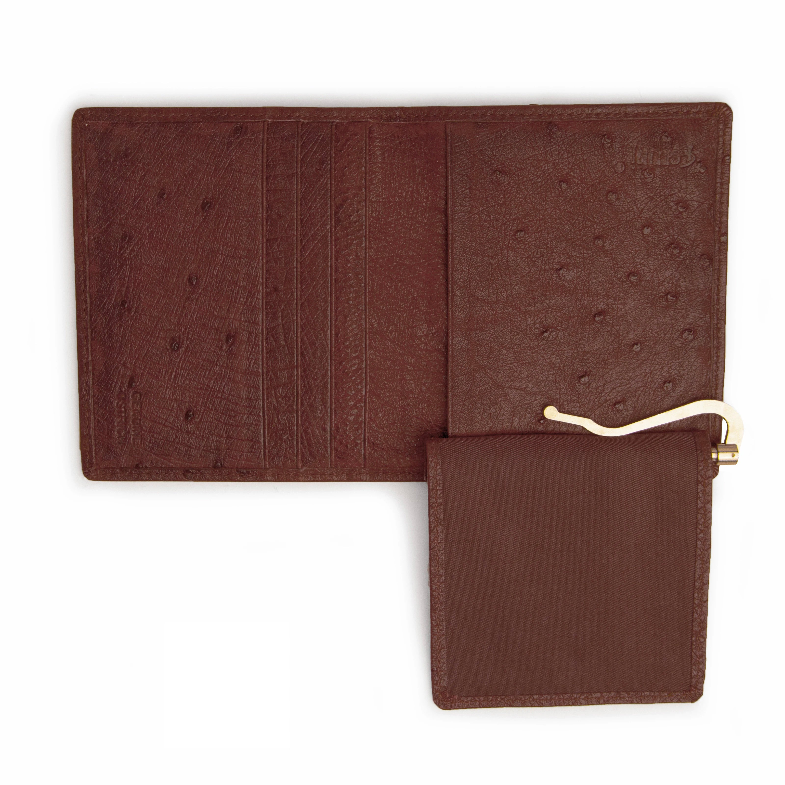 Mens Full Ostrich Quill Money Clip Wallet in Brown Ferrini USA