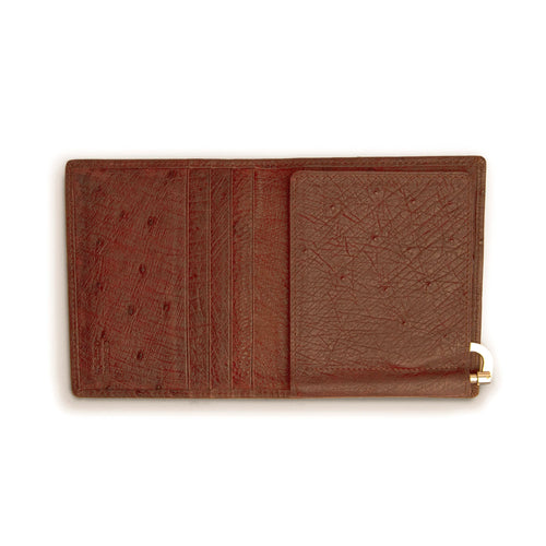 Mens Full Ostrich Quill Money Clip Wallet in Brown Ferrini USA