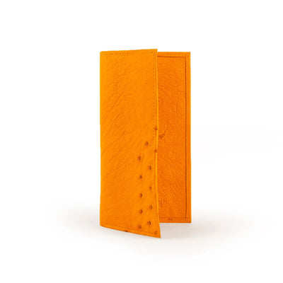 Smooth Ostrich Checkbook Cover in Buttercup by Ferrini USA
