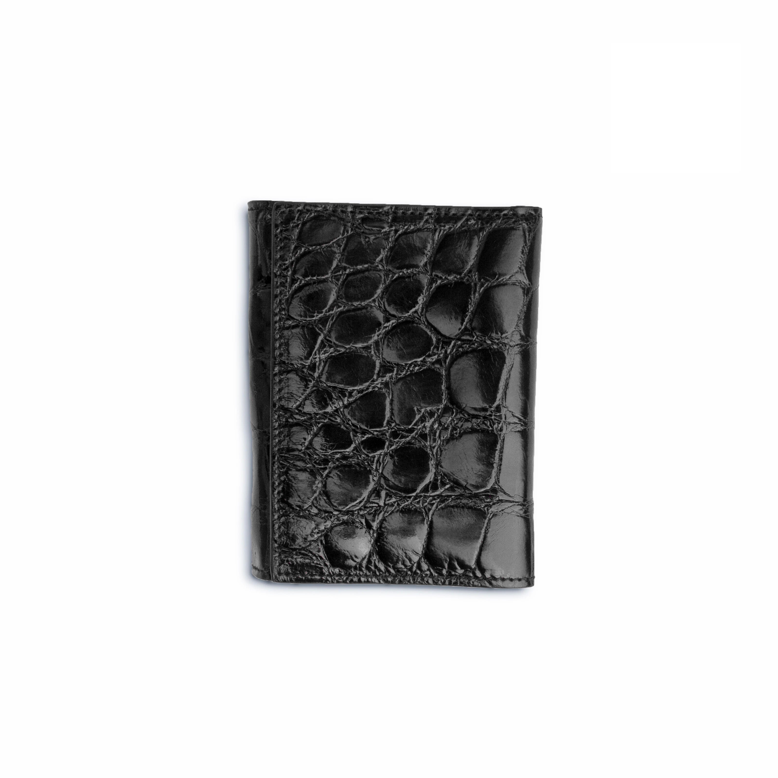 Mens Alligator Trifold Wallet in Black Ferrini USA