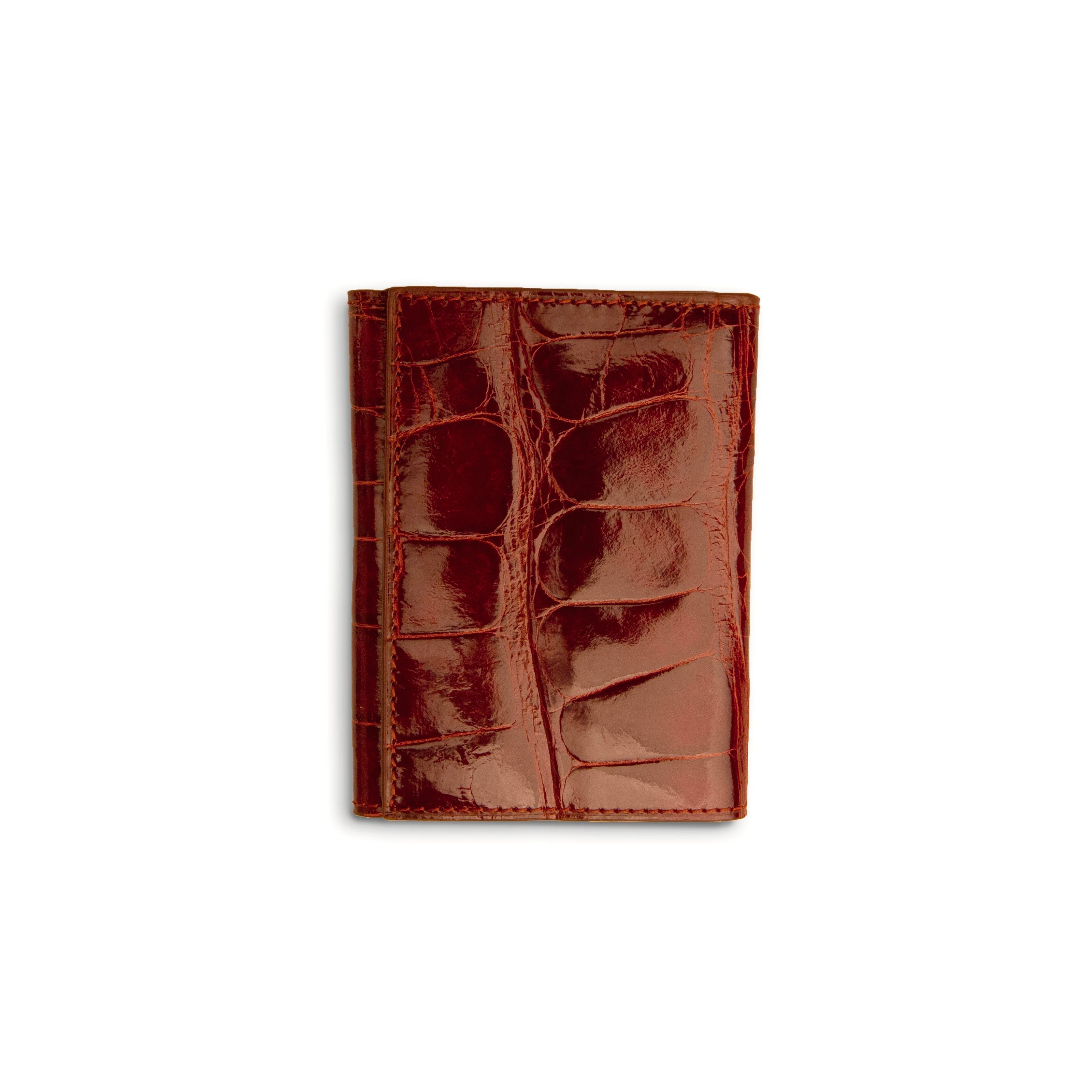 Mens Alligator Trifold Wallet in Cognac Ferrini USA