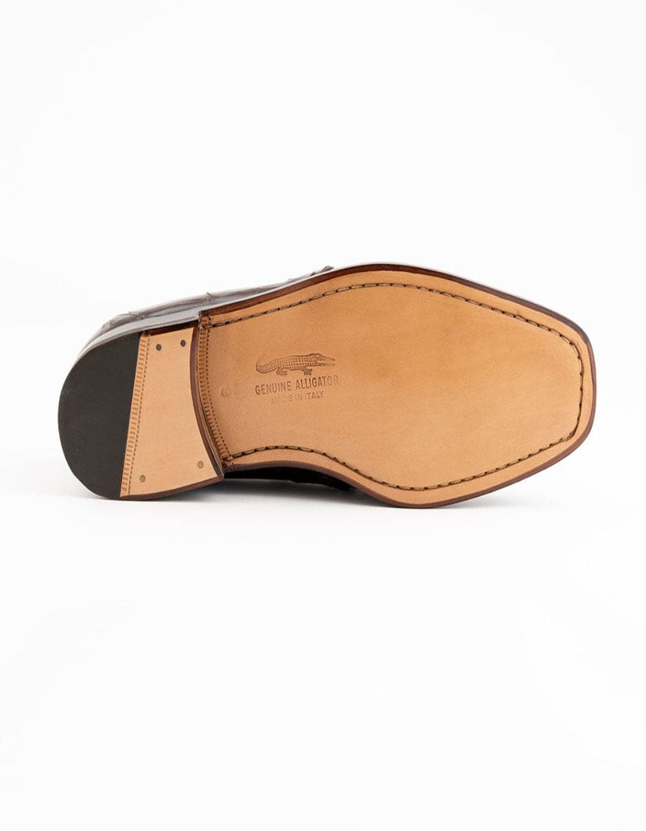 Ferrini Shoes - Mens Alligator Dress Shoe - Ferrini 3798 Alligator Cap Toe Shoes Chocolate by Ferrini USA