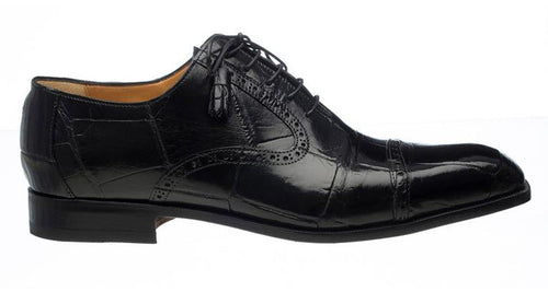 Mens Black Italian Alligator Shoes Ferrini Cap Toe Shoe