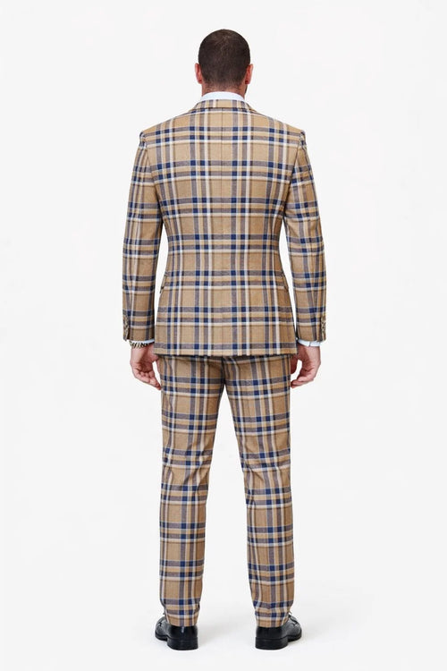 Statement Men’s 100% Wool 3-Piece Suit – Vibrant Color Contrast Modern Fit